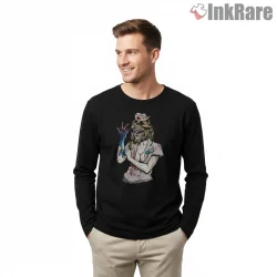 Blink 182 Horror Nurse Punk Vintage Illustration Shirt on black long sleeve shirt for men graphic tee