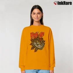 Women’s Blink - 182 Inspired Crazy Cat Style Graphic Relaxed Sweatshirt in orange | Soft, Laid-Back Vibe