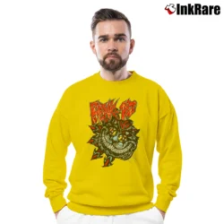 Men’s Blink - 182 Inspired Crazy Cat Style Graphic Crewneck Sweatshirt in yellow | Cozy Fabric, Clean Style
