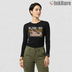 Blink 182 One More Time Pop Art Crying Portrait Shirt on black long sleeve shirt for women graphic tee