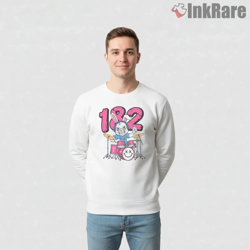 Blink 182 Punk Bunny Drum Kit Chaos Cartoon Shirt on graphic shirt for men graphic tee