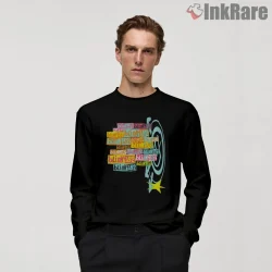 Blink 182 Stacked Logo Skater Punk Sticker Shirt on black long sleeve shirt for men graphic tee