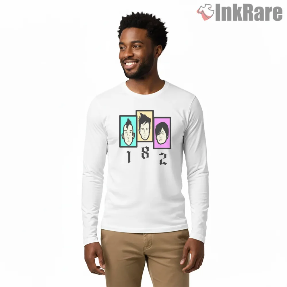 Blink 182 Trio Portrait Frame Pop Art Shirt on white long sleeve shirt for men graphic tee