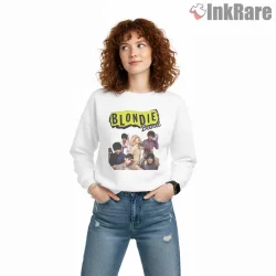 Blondie Band Group Photo Classic Yellow Logo Shirt on graphic shirt for women graphic tee