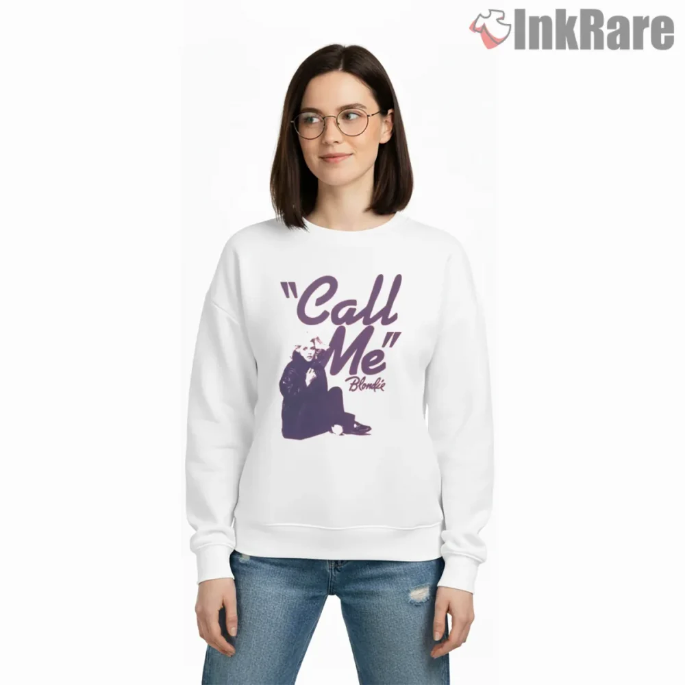Blondie Call Me Script Retro Music Typography Shirt on graphic shirt for women graphic tee