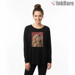 Blondie Debbie Harry 80s Album Cover Glam Portrait Shirt on black long sleeve shirt for women graphic tee