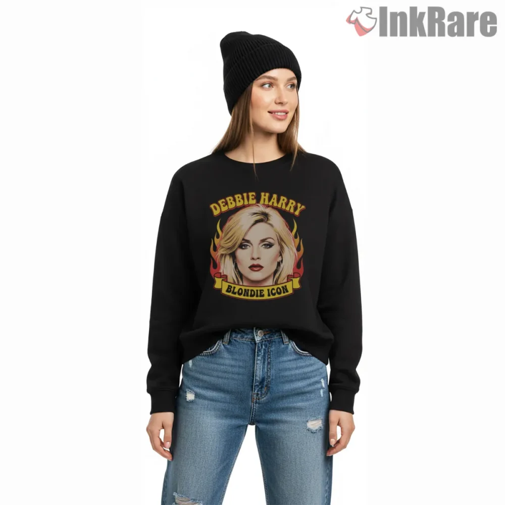 Blondie Debbie Harry Icon Flame Frame Portrait Shirt on graphic shirt for women graphic tee