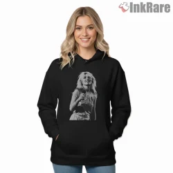 Blondie Debbie Harry Mezzotint Texture Vintage Portrait Shirt on black hoodie for women graphic tee
