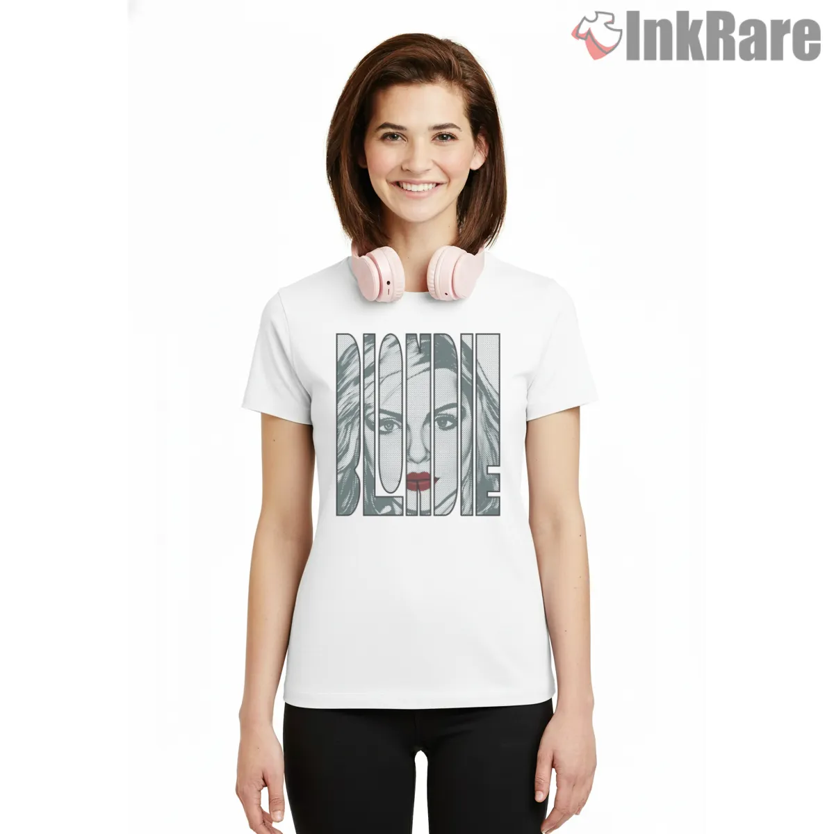 Blondie Debbie Harry Pop Art Split Panel Portrait Short Sleeve White Blondie Debbie Harry Pop Art Split Panel Portrait Shirt on white short sleeve shirt for women graphic tee