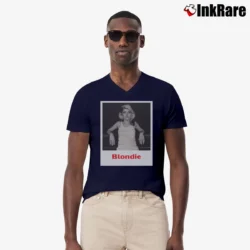 Men’s Blondie Debbie Harry V-Neck Tee in navy | Sharp, Breathable, Everyday Staple