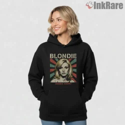 Blondie Debbie Harry Vintage Art Deco Style Portrait Shirt on black hoodie for women graphic tee