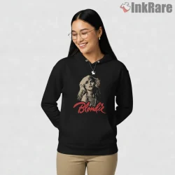 Blondie Iconic Frontwoman Classic Glam Portrait Shirt on black hoodie for women graphic tee