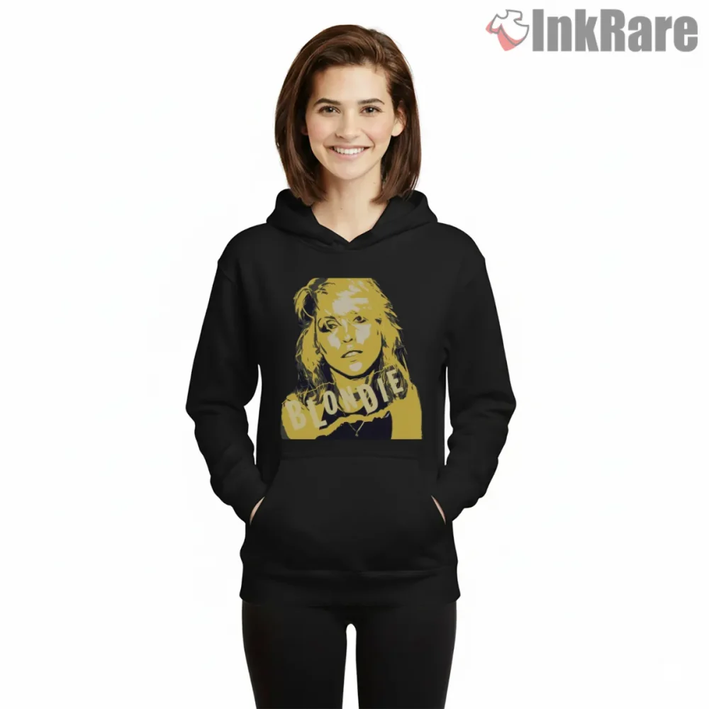 Blondie Limited Color Pop Art Bold Portrait Shirt on black hoodie for women graphic tee