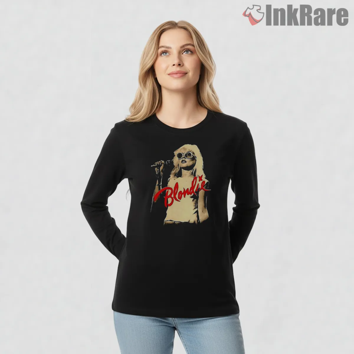 Blondie Live Performance Glam Punk Stage Long Sleeve Black Blondie Live Performance Glam Punk Stage Shirt on black long sleeve shirt for women graphic tee