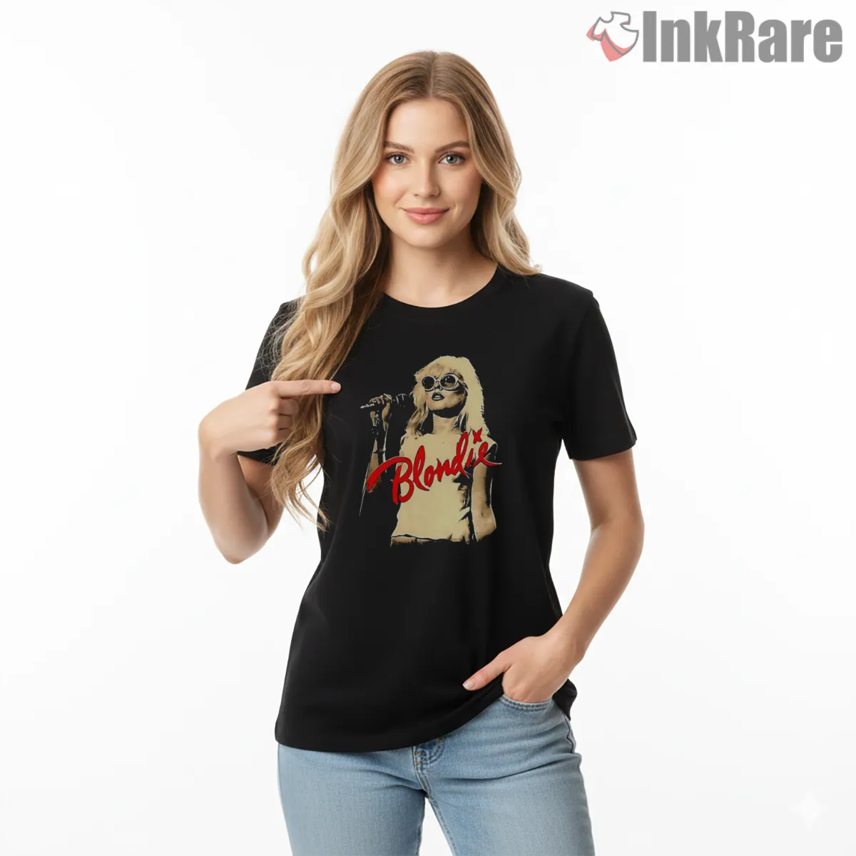 Blondie Live Performance Glam Punk Stage Short Sleeve Black Blondie Live Performance Glam Punk Stage Shirt on black short sleeve shirt for women graphic tee