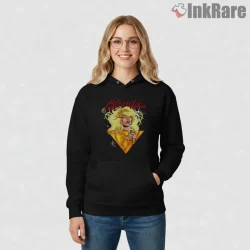 Blondie Neon Glam Illustration Retro Triangle Art Shirt on black hoodie for women graphic tee
