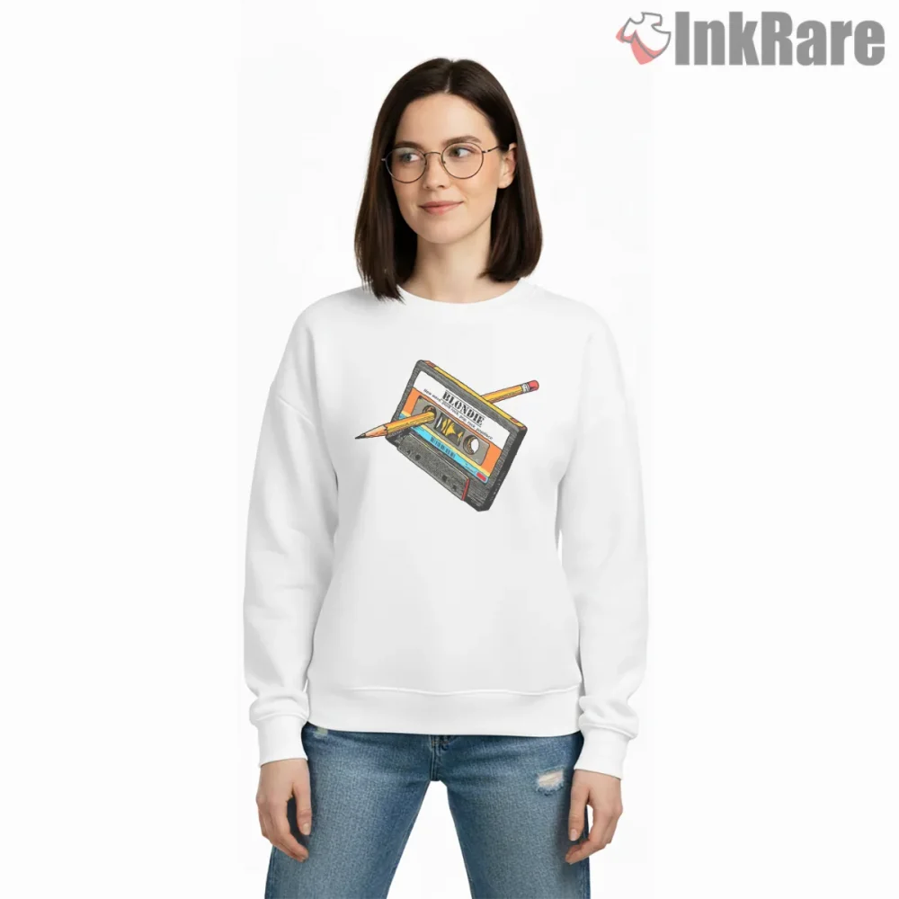 Blondie Retro Cassette Tape Pencil Sketch Music Shirt on graphic shirt for women graphic tee