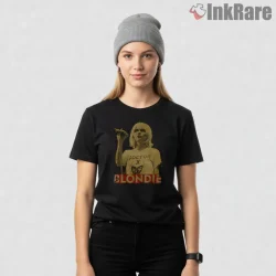Blondie Retro Texture Stage Photo Distressed Shirt on black short sleeve shirt for women graphic tee