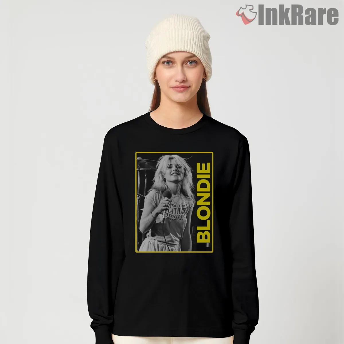 Blondie Vertical Frame Live Performance Vintage Shirt on black long sleeve shirt for women graphic tee