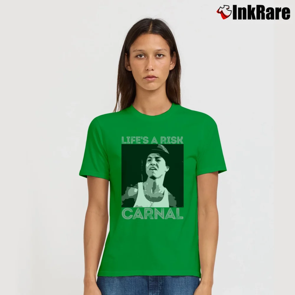 Women’s Blood In Blood Out Life Is A Risk Carnal Signature T-Shirt in irish green | Soft, Flattering Fit