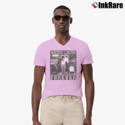 Men’s Blood In Blood Out Vatos Locos Forever V-Neck Tee in light pink | Sharp, Breathable, Everyday Staple