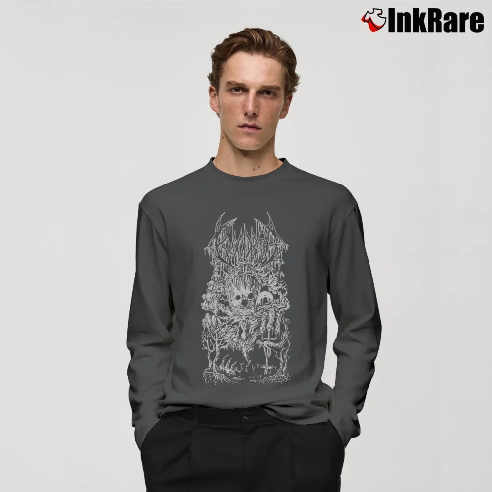 Men’s Bloodbath Morbid Metal Band Logo Long-Sleeve Shirt in charcoal | Sleek, Lightweight, Year-Round Wear