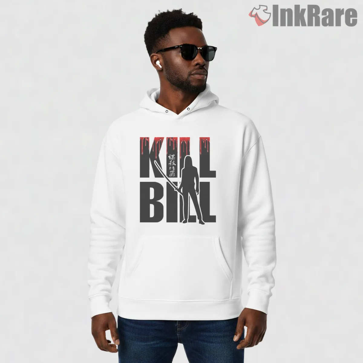 Bloody Bride Typography Silhouette Kill Bill Hoodie White Bloody Bride Typography Silhouette Kill Bill Shirt on white hoodie for men graphic tee