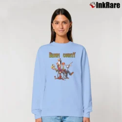 Women’s Bloom County Comic Cat Characters Beige Relaxed Sweatshirt in light blue | Soft, Laid-Back Vibe