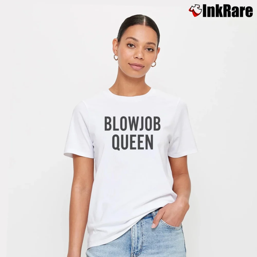 Women’s Blowjob Queen Funny Signature T-Shirt in white | Soft, Flattering Fit