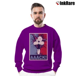 Men’s Blue County Comic Bill Cat Hope Poster Parody Crewneck Sweatshirt in purple | Cozy Fabric, Clean Style