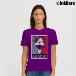 Women’s Blue County Comic Bill Cat Hope Poster Parody Signature T-Shirt in purple | Soft, Flattering Fit