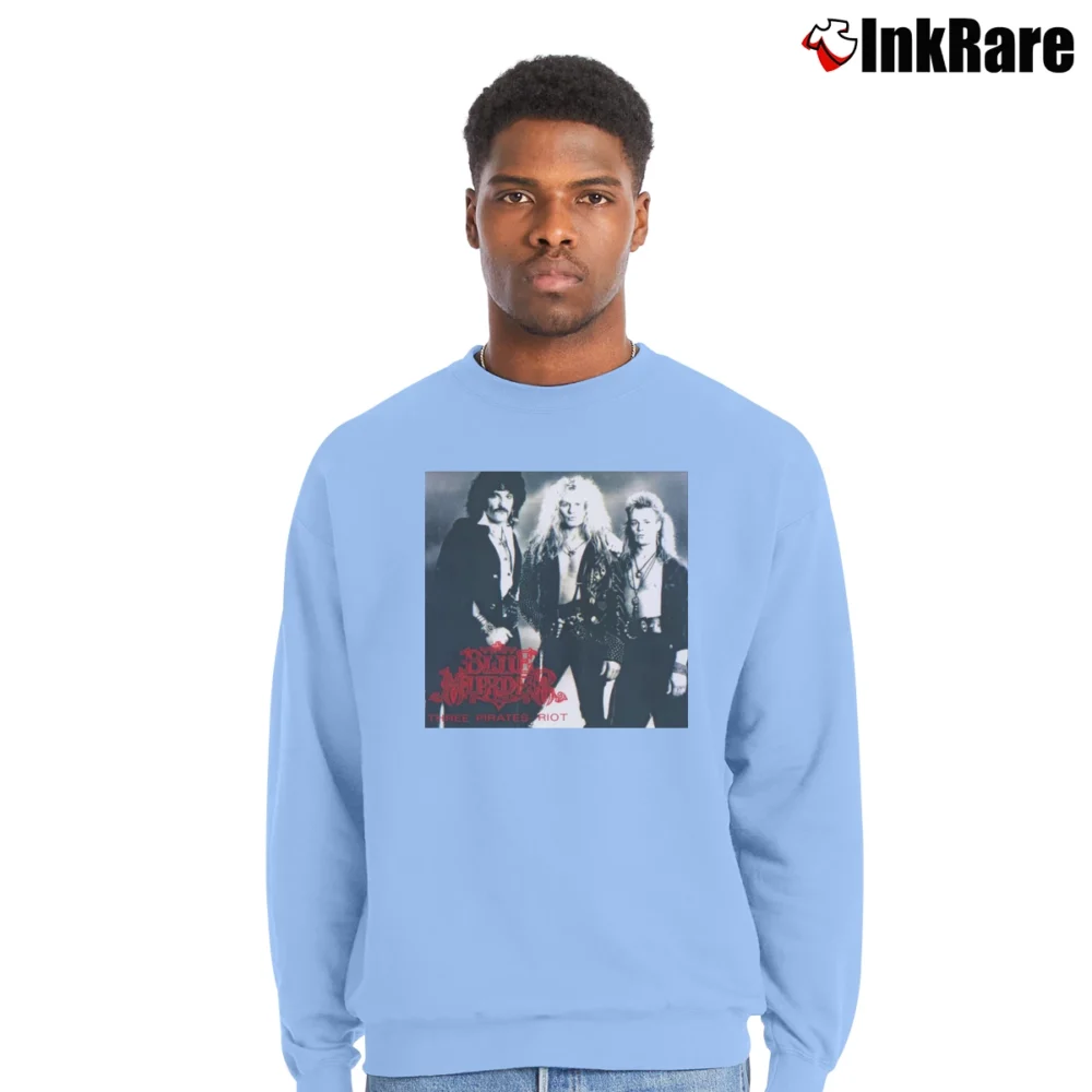 Men’s Blue Murder Black Graphic Crewneck Sweatshirt in light blue | Cozy Fabric, Clean Style