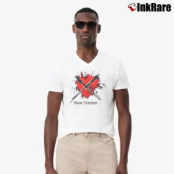 Men’s Blue October V-Neck Tee in white | Sharp, Breathable, Everyday Staple
