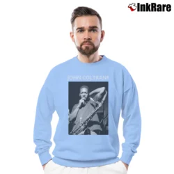 Men’s Blue Train John Coltrane Crewneck Sweatshirt in light blue | Cozy Fabric, Clean Style