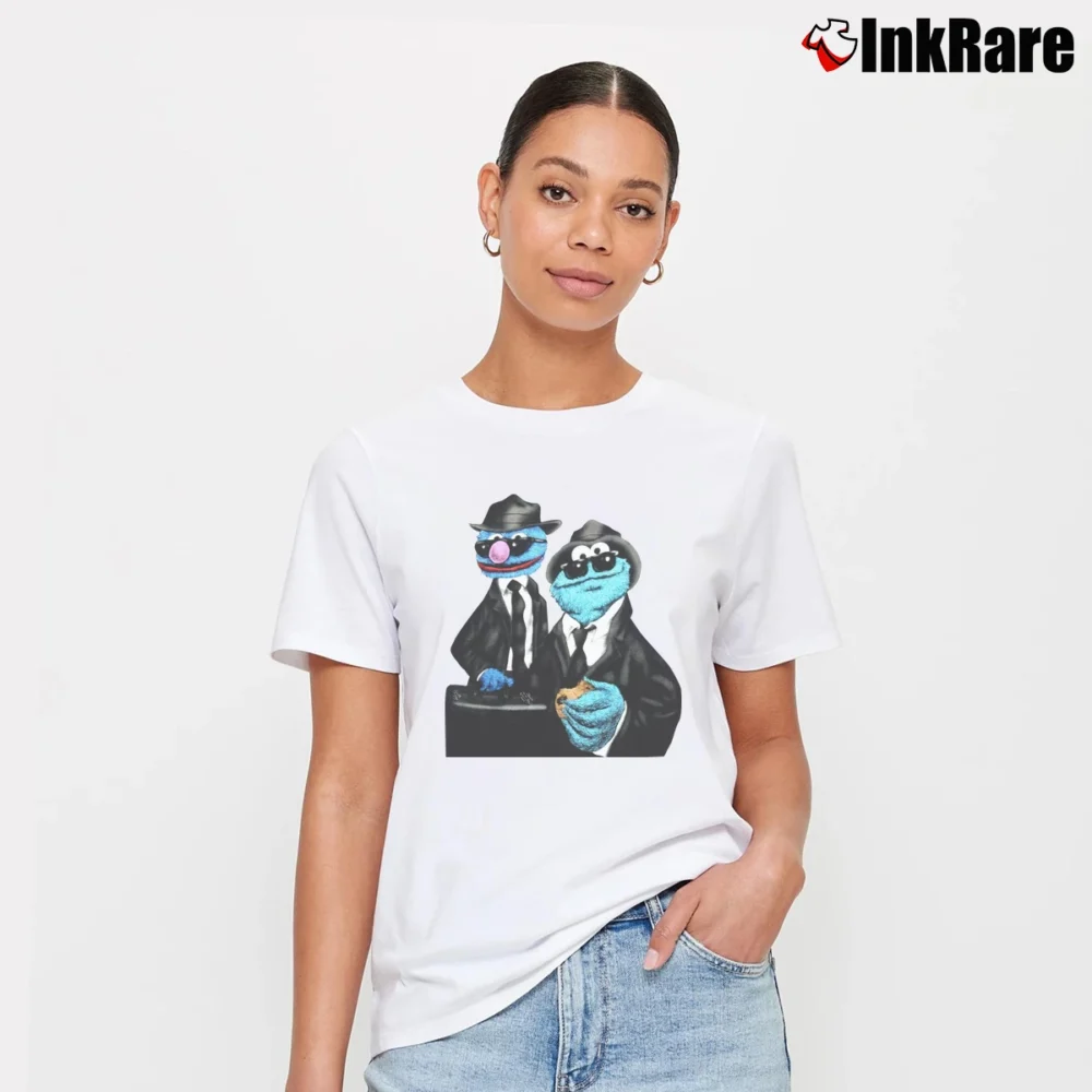 Women’s Blues Brothers Sesame Street Parody 90s Signature T-Shirt in white | Soft, Flattering Fit