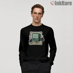 Bmo Check Please Cute Sticker Style Cartoon Shirt on black long sleeve shirt for men graphic tee