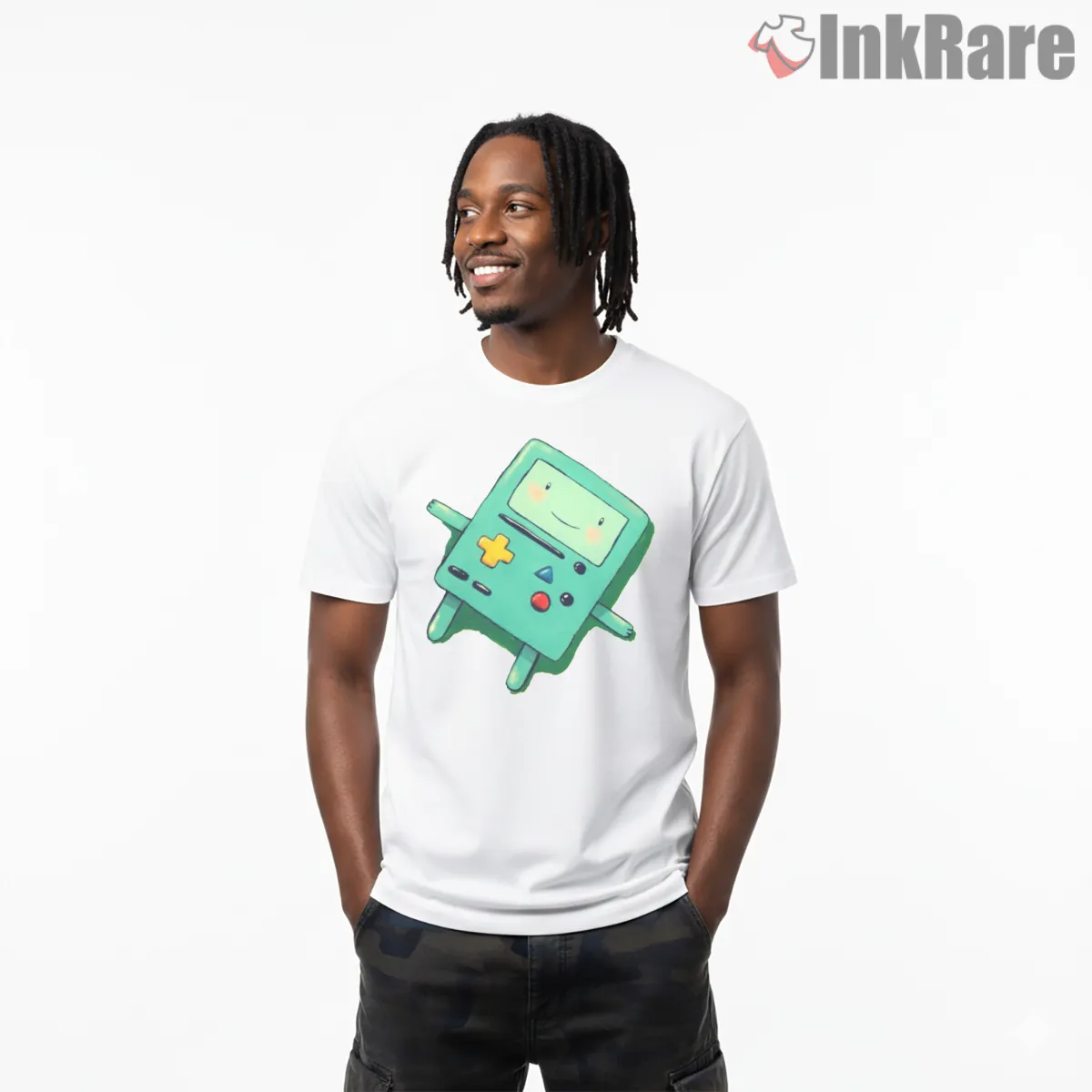 Bmo Minimal Cute Floating Character Cartoon Short Sleeve White Bmo Minimal Cute Floating Character Cartoon Shirt on white short sleeve shirt for men graphic tee