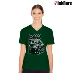 Women’s BMW E60 M5 Batmobile Car Lovers Classic V-Neck Tee in forest green | Chic Neckline, Soft Texture