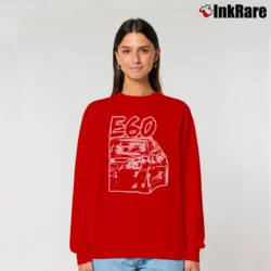 Women’s BMW E60 M5 Batmobile Car Lovers Graphic Relaxed Sweatshirt in red | Soft, Laid-Back Vibe