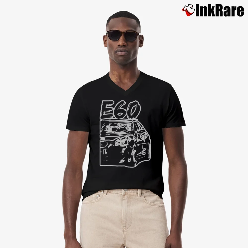 Men’s BMW E60 M5 Batmobile Car Lovers Graphic V-Neck Tee in black | Sharp, Breathable, Everyday Staple