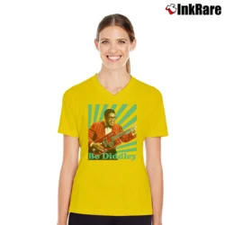 Women’s Bo Diddley V-Neck Tee in yellow | Chic Neckline, Soft Texture