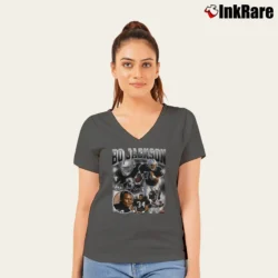 Women’s Bo Jackson Bo Knows Signature Vintage V-Neck Tee in charcoal | Chic Neckline, Soft Texture