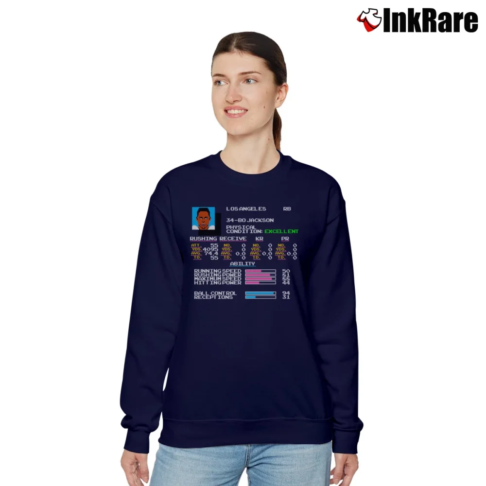 Women’s Bo Jackson Football Video Game Stats Relaxed Sweatshirt in navy | Soft, Laid-Back Vibe