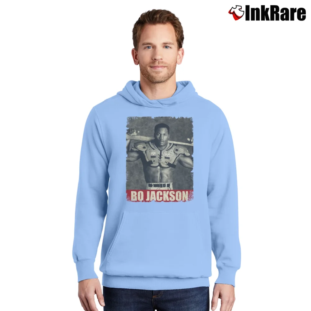 Men’s Bo Jackson Retro Style Pullover Hoodie in light blue | Cozy, Durable, Modern Fit