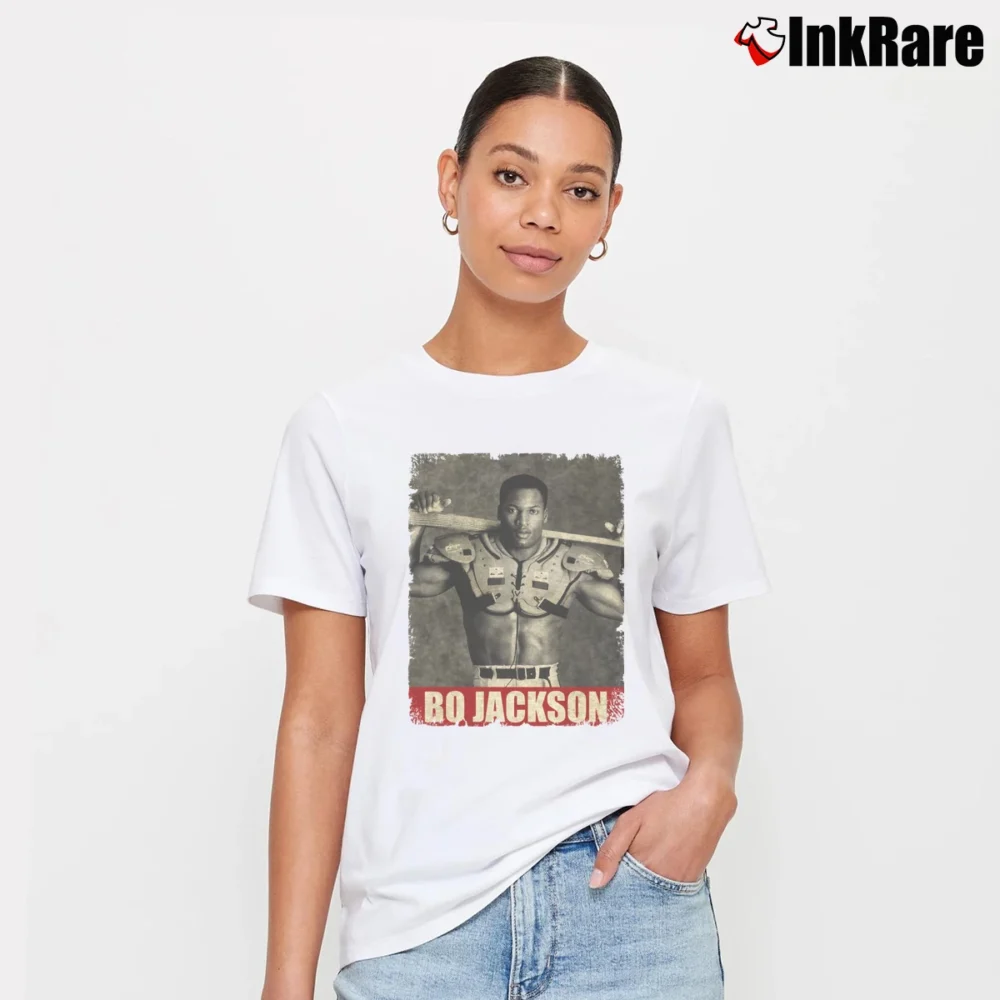 Women’s Bo Jackson Retro Style Signature T-Shirt in white | Soft, Flattering Fit