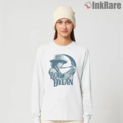 Bob Dylan 1975 Vintage Guitar Silhouette Shirt on white long sleeve shirt for women graphic tee