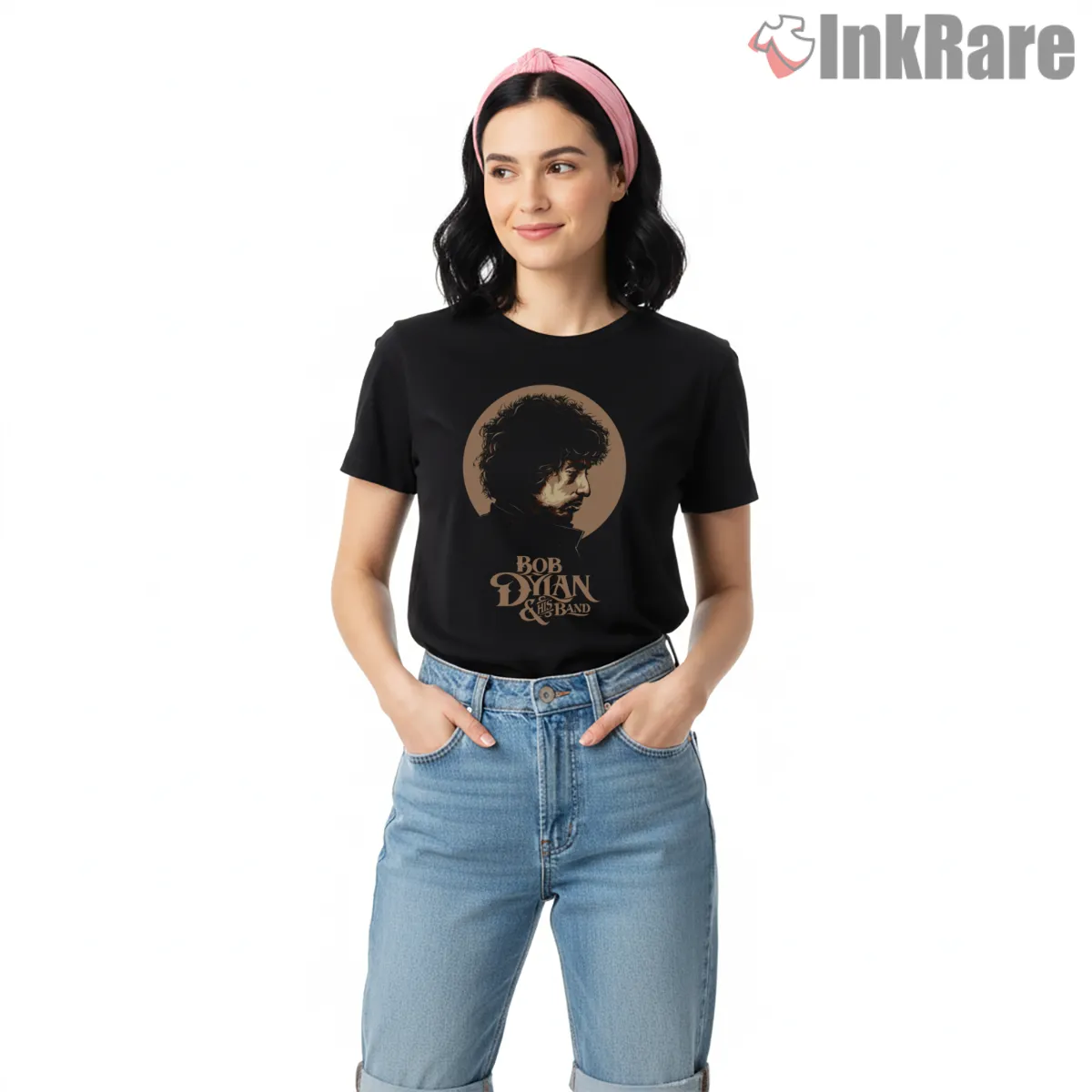 Bob Dylan And The Band On The Road Short Sleeve Black Bob Dylan And The Band On The Road Shirt on black short sleeve shirt for women graphic tee