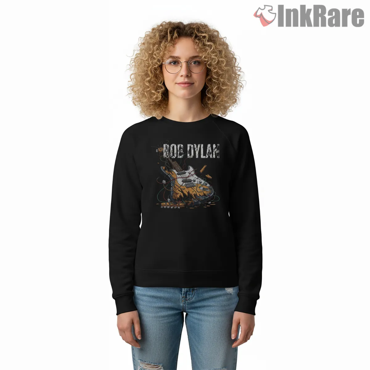 Bob Dylan Blowin In The Wind Electric Guitar Art Shirt on graphic shirt for women graphic tee