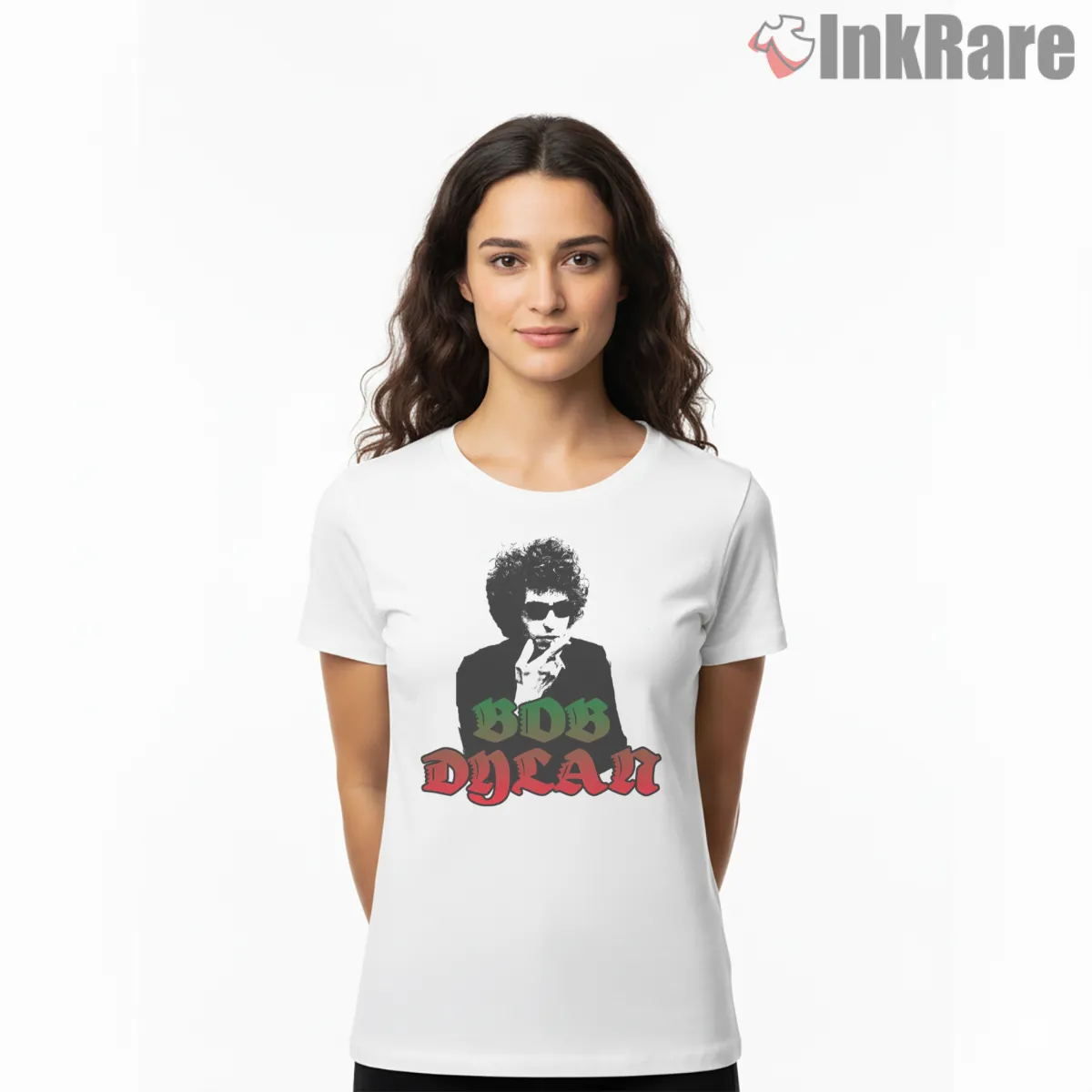 Bob Dylan Blowin In The Wind Silhouette Short Sleeve White Bob Dylan Blowin In The Wind Silhouette Shirt on white short sleeve shirt for women graphic tee