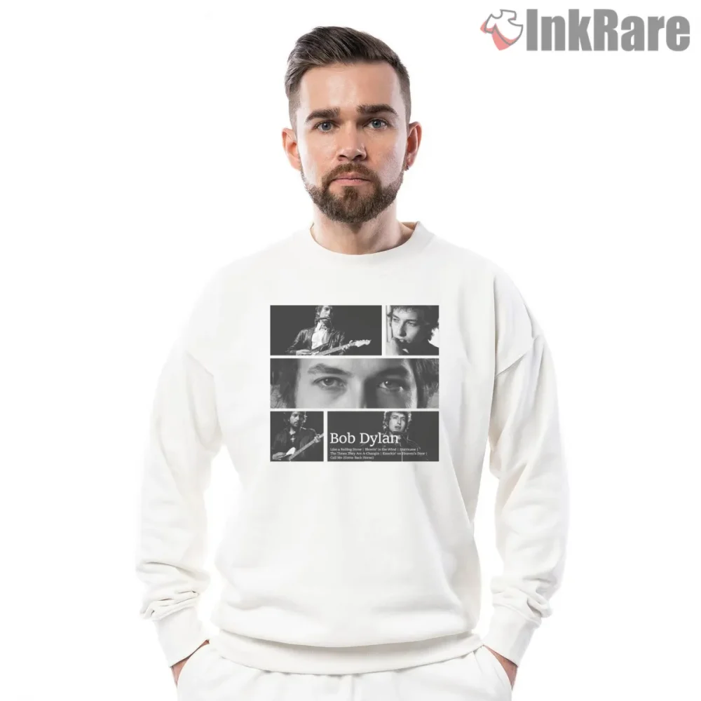 Bob Dylan Cinematic Portrait Montage Shirt on graphic shirt for men graphic tee